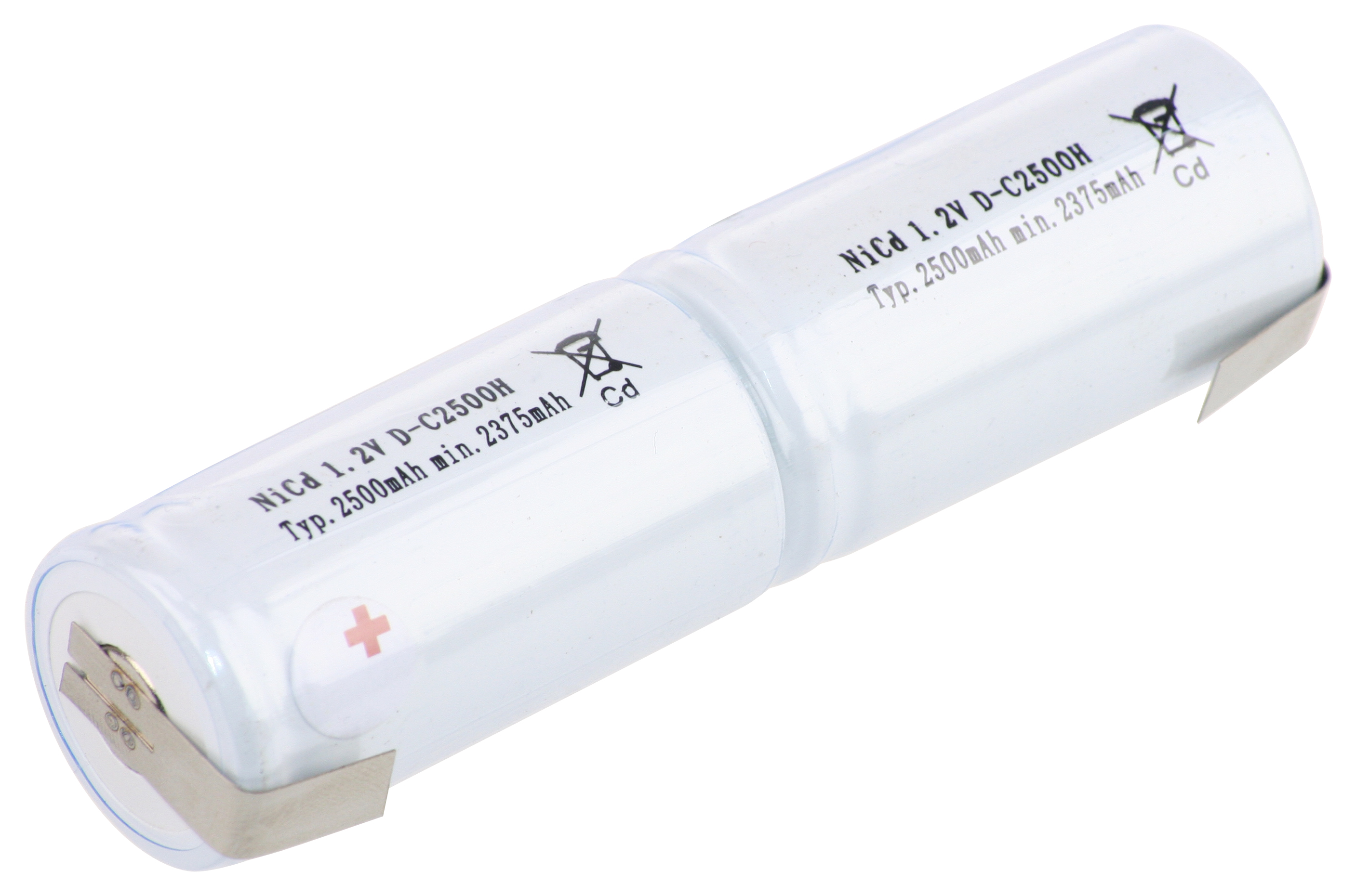 NI-CD Notleuchten Akku 2,4V / 2500mAh (2,5Ah) L2x1 Stab, mit Litzen
