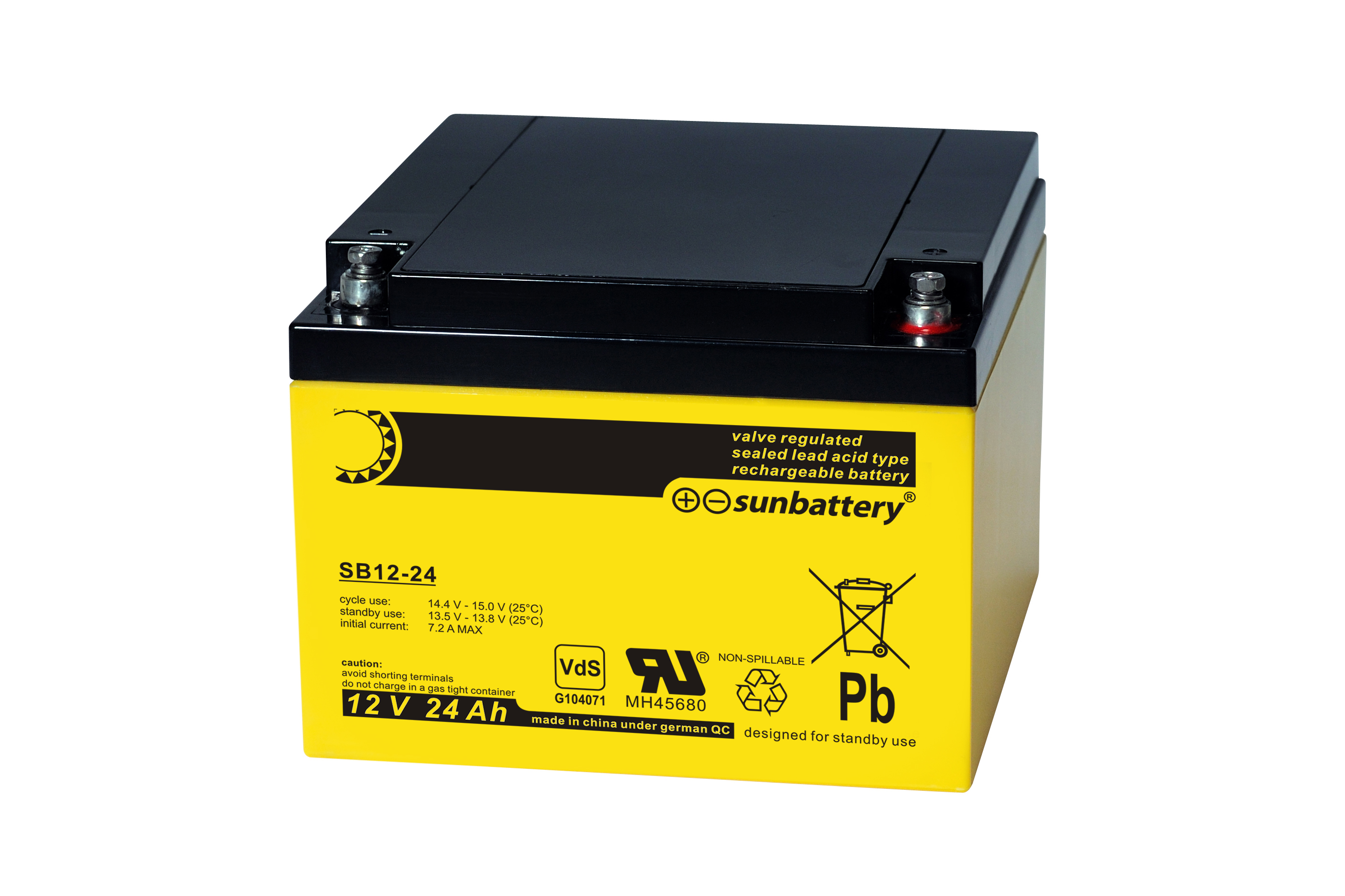 SUN Battery  SB12-24 Blei-Akku, 12V / 24Ah, M5 Innengewinde