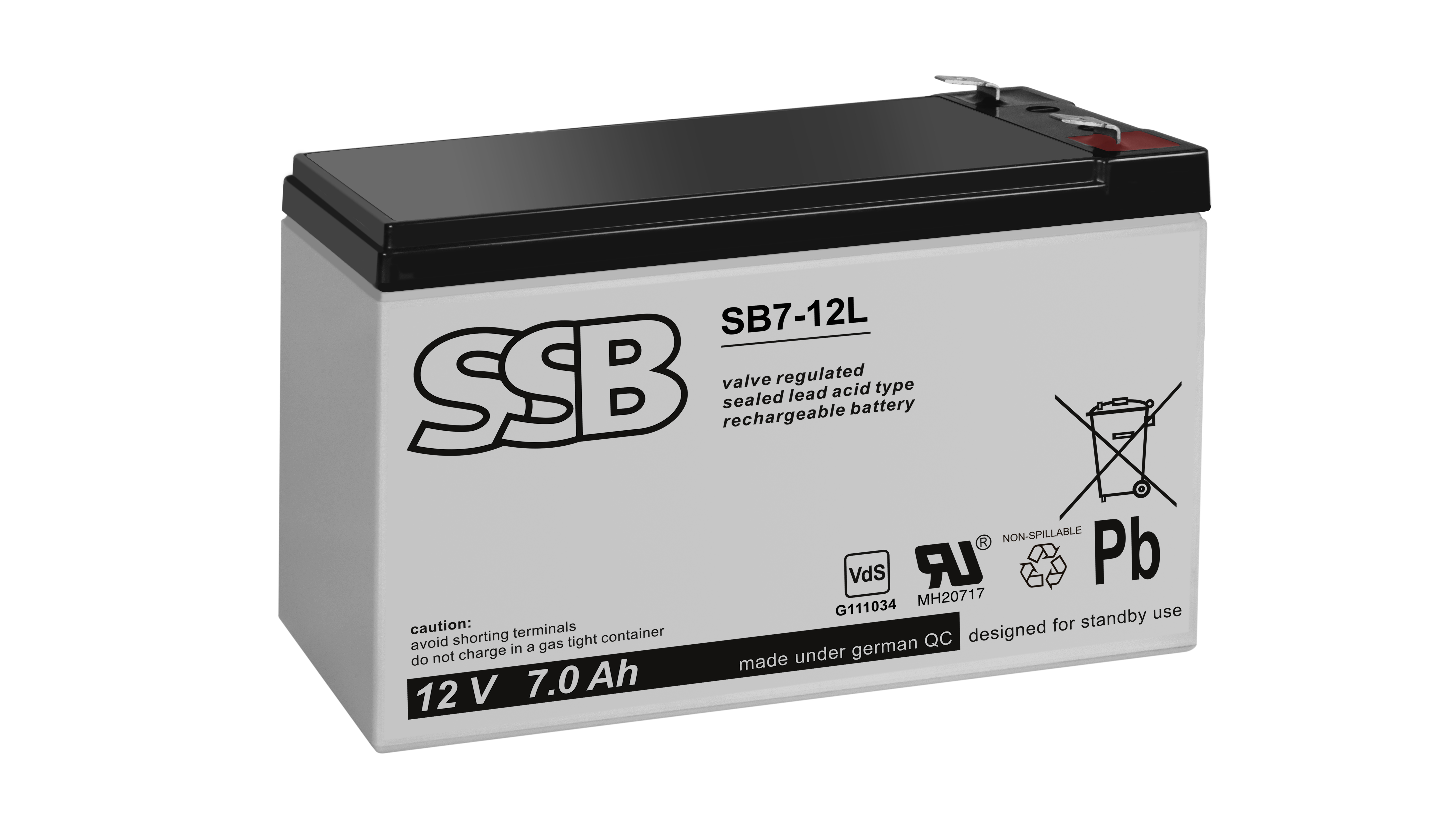 SSB SB 7-12L, Blei-Vlies-Akku, 12V / 7Ah