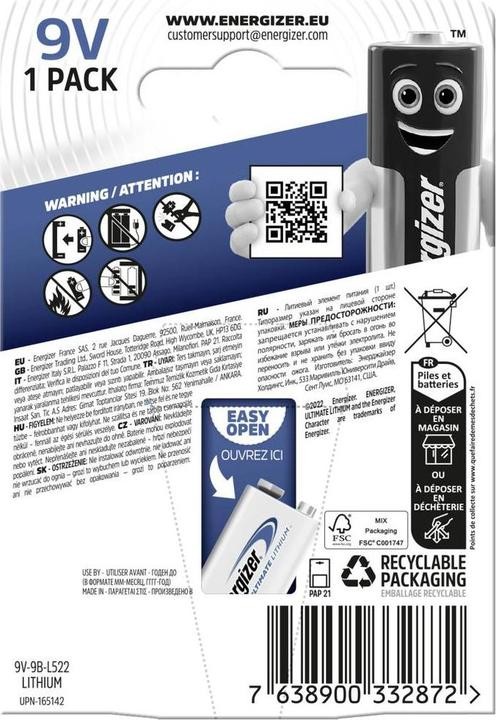 Energizer Ultimate 9V Lithium 1er Blister