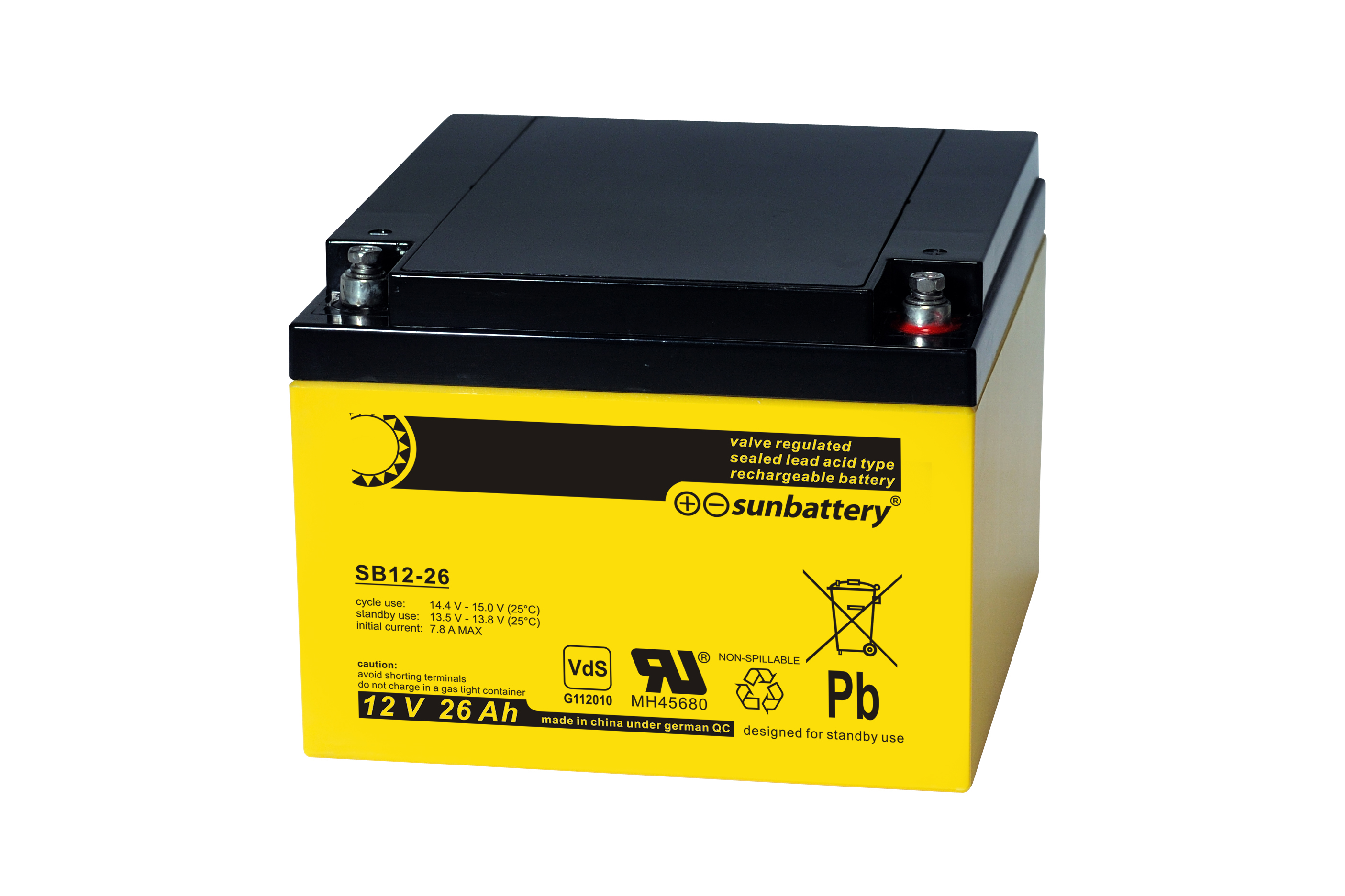 SUN Battery  SB12-26 Blei-Akku, 12V / 26Ah, M5 Innengewinde