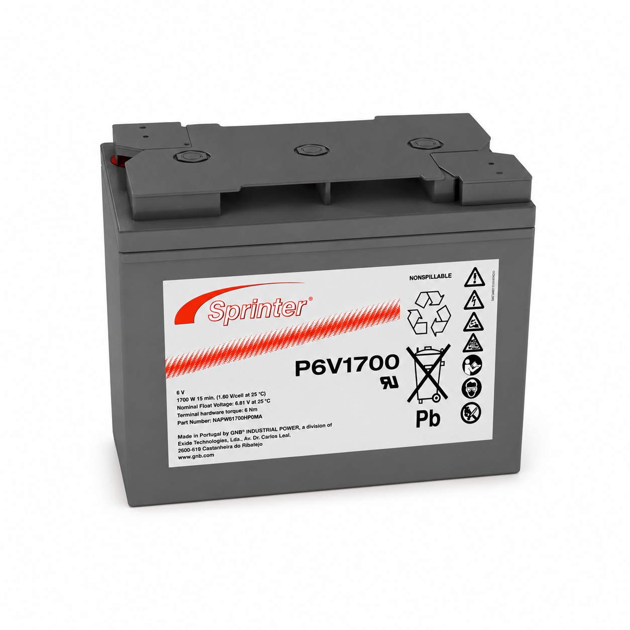EXIDE Sprinter P6V1700  6V / 122Ah AGM mit M8 Gewinde