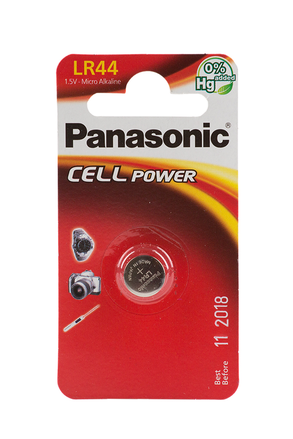 Panasconic LR 44, 1.5V / 120mAh, Alkaline Knopfzelle / V13GA, A76, 82, LR1154, 357A