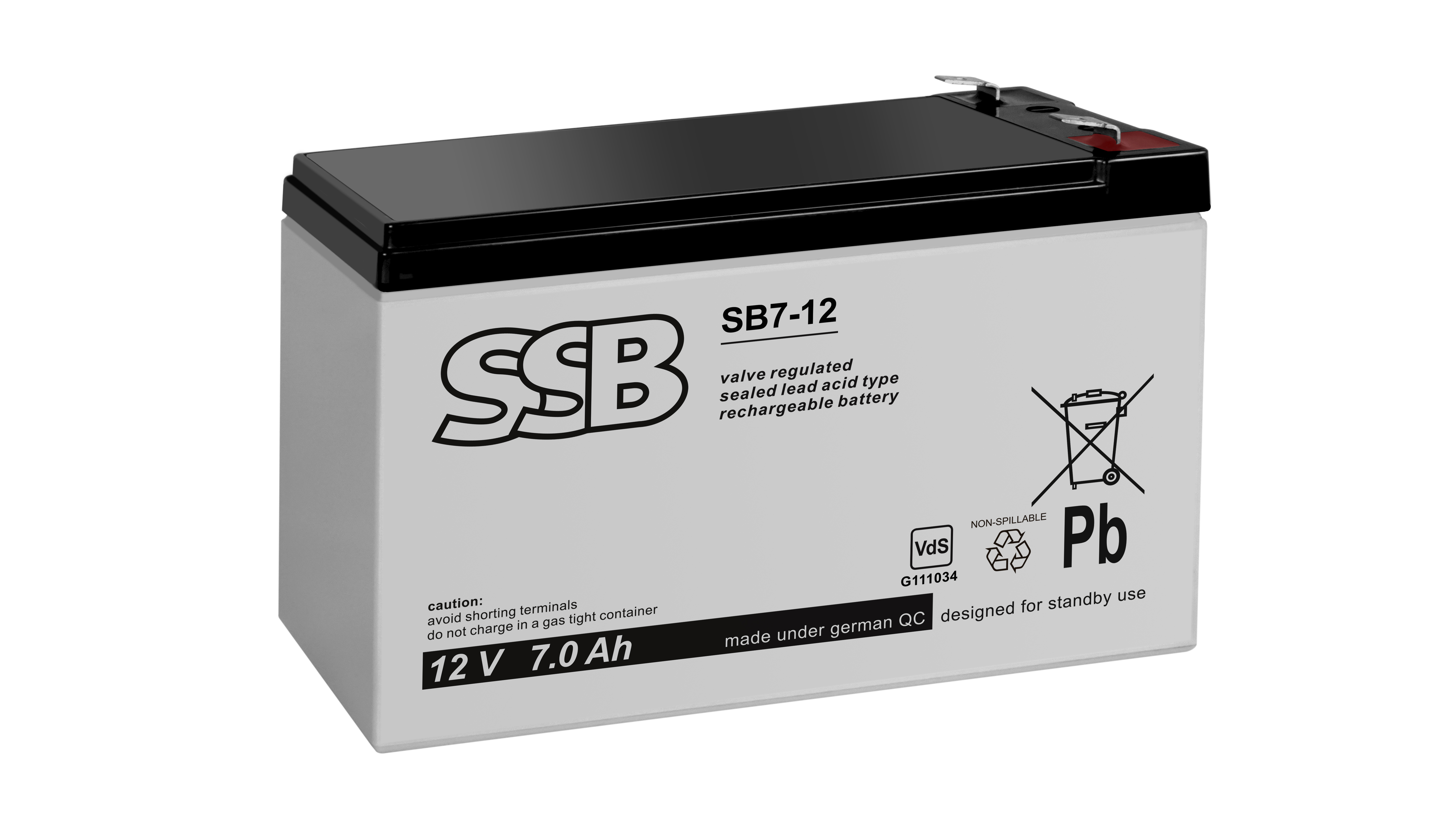 SSB SB 7-12, Blei-Vlies-Akku, 12V / 7Ah