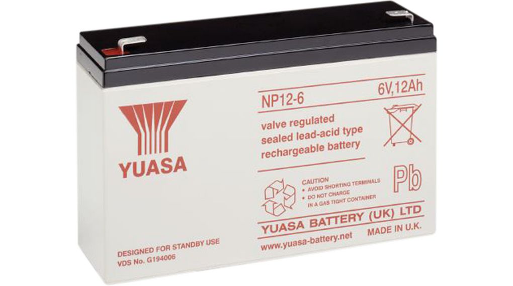 YUASA NP12-6 (6V 12Ah) Flachsteckzunge, 6.3 mm